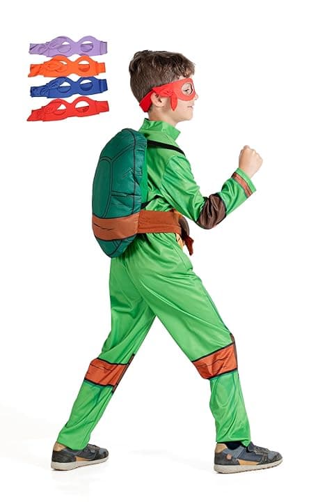 Ciao- Tartaruga Ninja Turtles costume travestimento bambino originale TMNT Teenage Mutant Ninja Turtles con guscio imbottito e mascherina intercambiabile