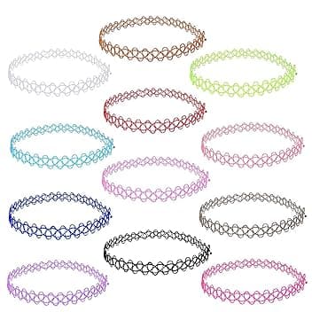 OFKPO 12 Pezzi Collana Girocollo Gotico in Plastica Elasticizzata per Donne e Ragazze