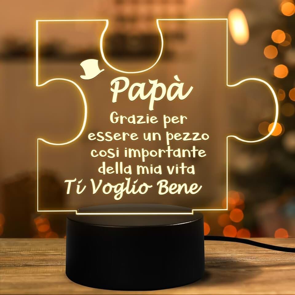 Regalo Festa del Papà, Lampada Regali per Papa Natale Compleanno Festa del Papa Idee Regalo Utile Originali Luce Notturna in Acrilico, Regali per Papà Suocero Lui Uomo