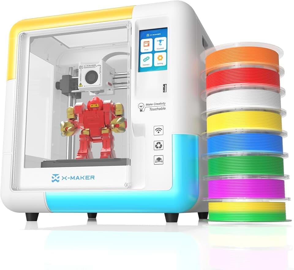 X-Maker Stampante 3D con App di Design - Completamente chiusa, App di Design basata su IA, vasta collezione di modelli di giocattoli 3D, con 15+ mini moduli di design 3D, sostituzione rapida