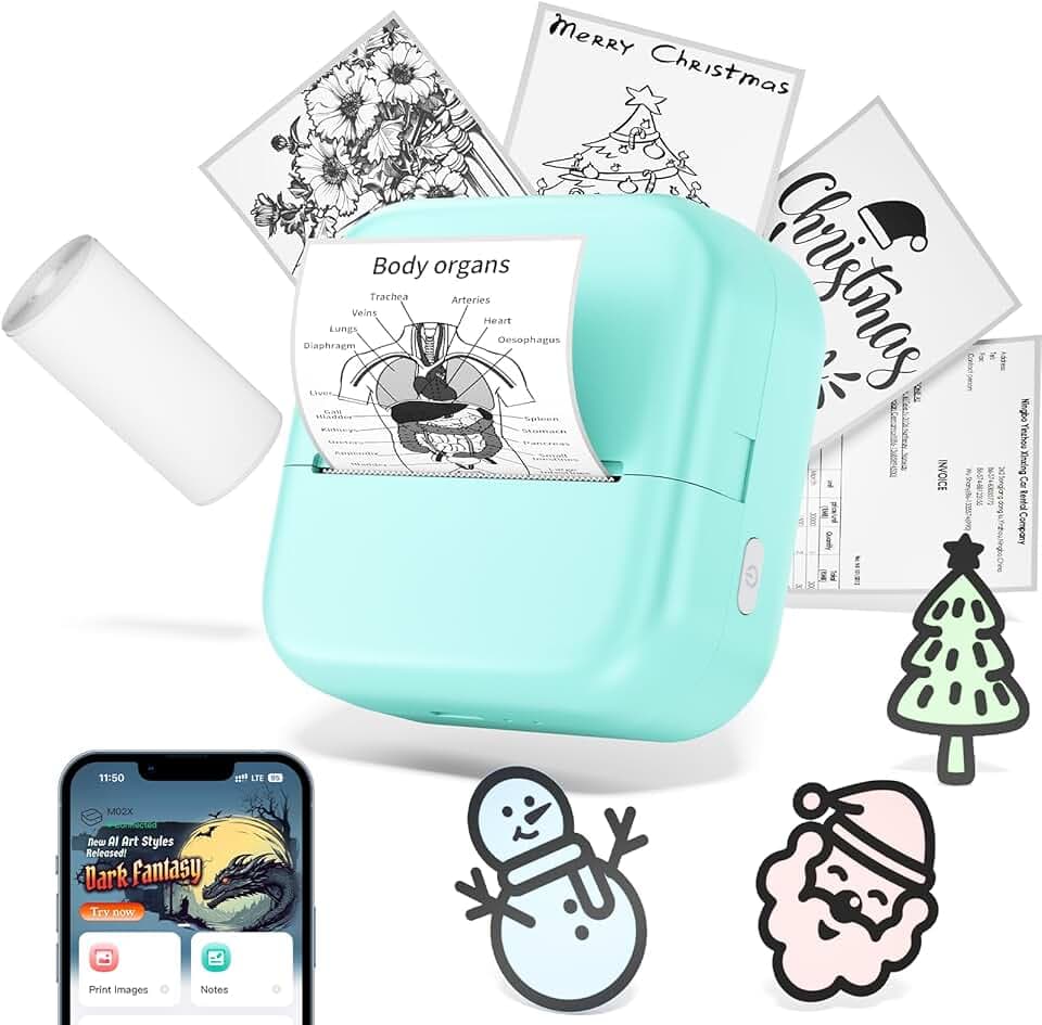 Phomemo Mini stampante Stampante Fotografica Portatile M02X, Stampante Portatile Bluetooth, Stampante Termica per Studio, Appunti e Foto, Stampante Adesiva per Studio e appunti di apprendimento