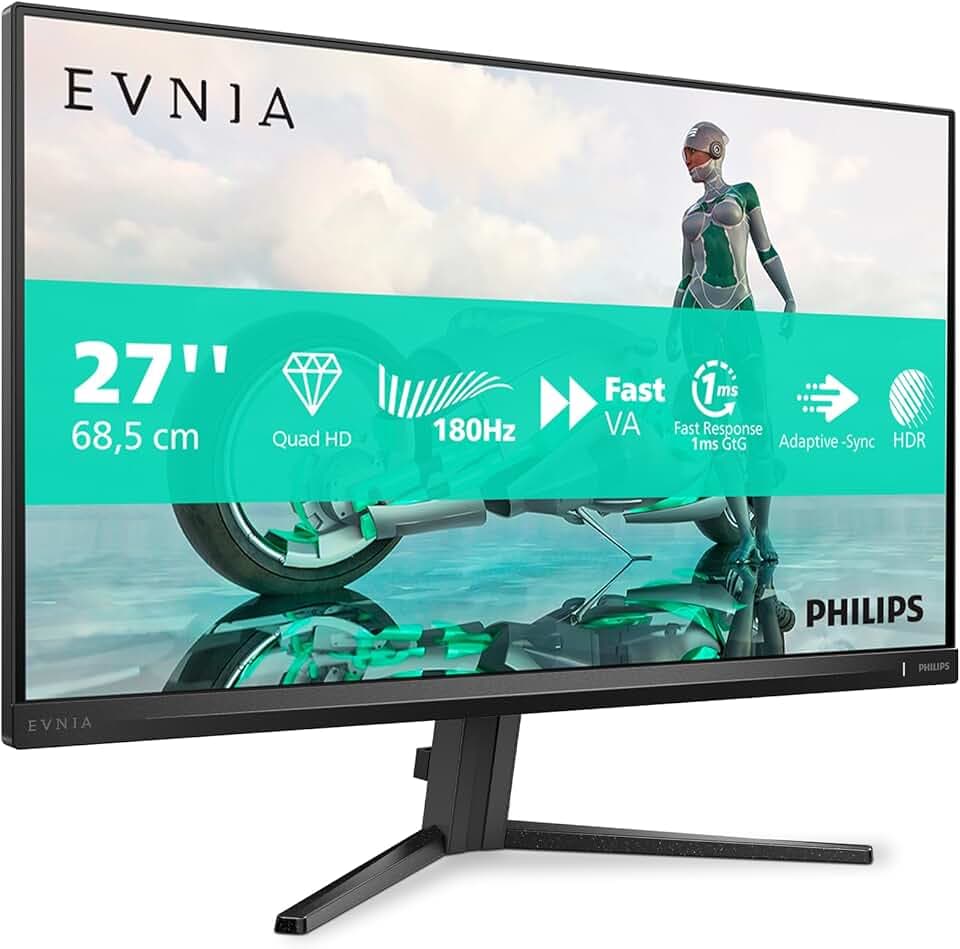 Philips Gaming Monitor 27M2N3500AM 27 pollici, , 2560x1440, WQHD, 180Hz, Fast VA Panel, 0.5ms MPRT, , (HDMI2x 2.0 DP 1x 1.4) Adaptive Sync, HDR10, FreeSync Premium, Grigio Scuro