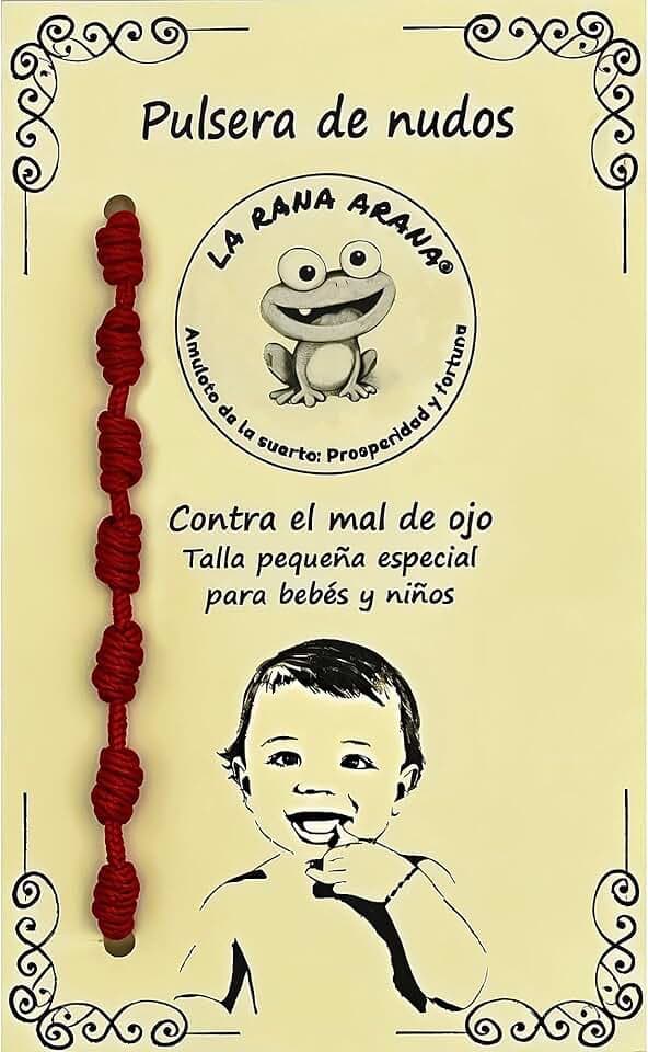 LA RANA ARANA Bracciale 7 nodi per bambini rosso - Filo rosso protezione energia negativa - Contro il malocchio - Amuleto per buona fortuna - Taglia piccola