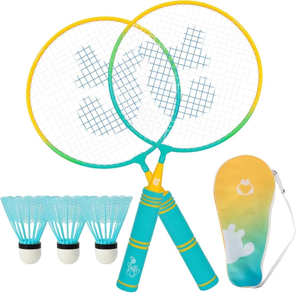 QKTYB Set Da Badminton Per Bambini, 1 Paio Di Racchetta Da Badminton Leggera Per Bambini Giocatori Principianti Indoor E Outdoor Con Borsa Per Il Trasporto