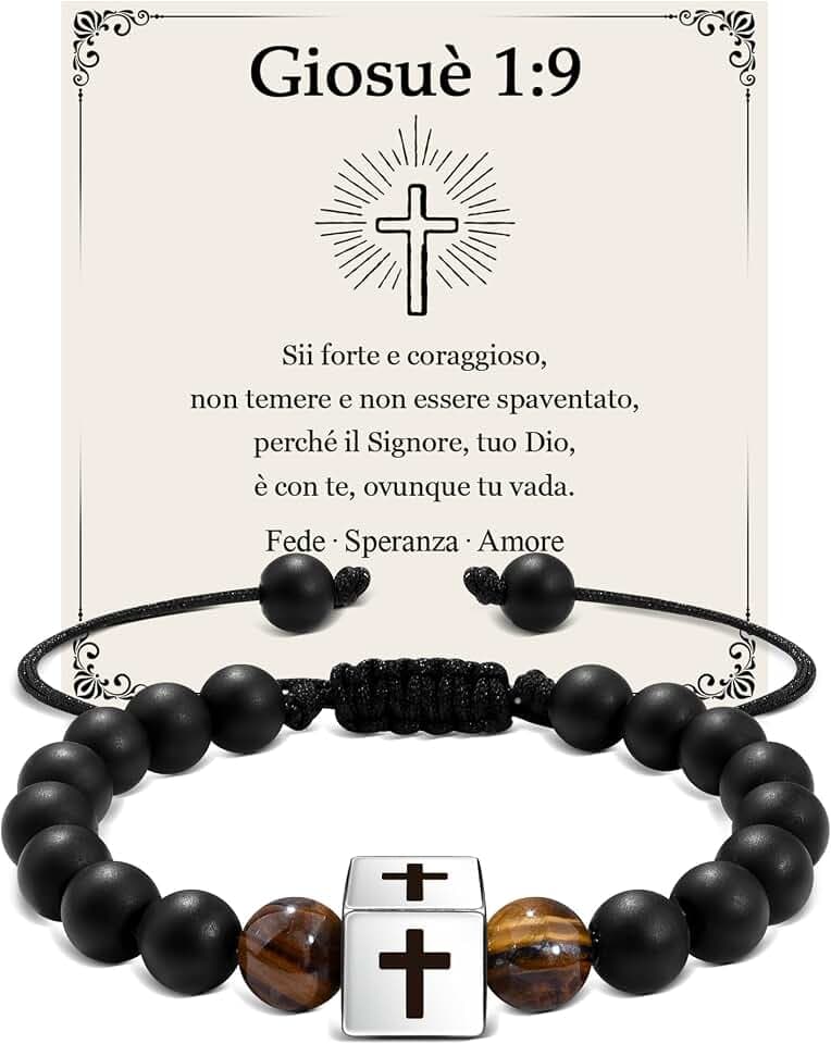 VGWON Regalo Ragazzo, Bracciale Croce Ragazzo, Regalo Cresima