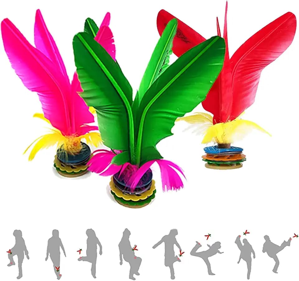 Kick Shuttlecock,Cinese Jianzi Feather Kicking Shuttlecock,Piume Colorate Jianzi Cinese per per Gioco Sportivo Esercizio Piede,volano del Piede,volano a calci all'aperto o al Coperto