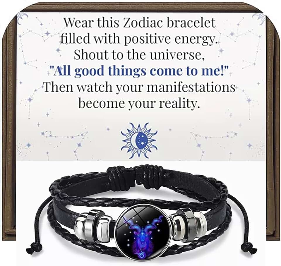OVNMFH OVNMFH Bracciale Spirito Segni Zodiacali, 12 Constellation Bracciale In Pelle Multistrato Intrecciato Con Perline Fatte A Mano, Regali Per Gli Amanti Della Costellazione (Capricorn)