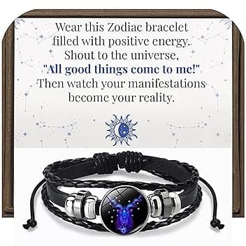 OVNMFH OVNMFH Bracciale Spirito Segni Zodiacali, 12 Constellation Bracciale In Pelle Multistrato Intrecciato Con Perline Fatte A Mano, Regali Per Gli Amanti Della Costellazione (Capricorn)