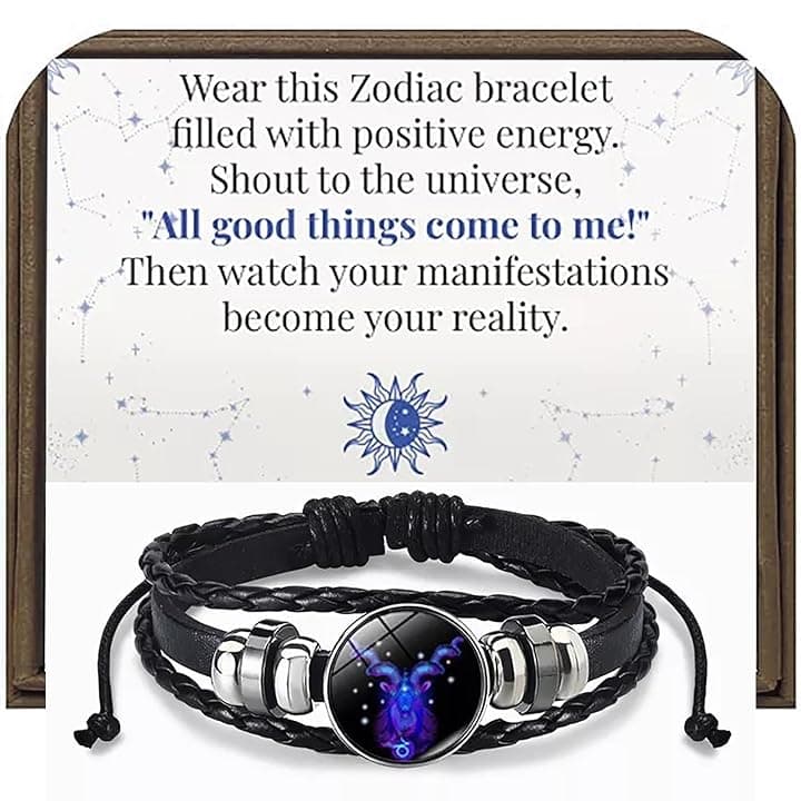 OVNMFH OVNMFH Bracciale Spirito Segni Zodiacali, 12 Constellation Bracciale In Pelle Multistrato Intrecciato Con Perline Fatte A Mano, Regali Per Gli Amanti Della Costellazione (Capricorn)