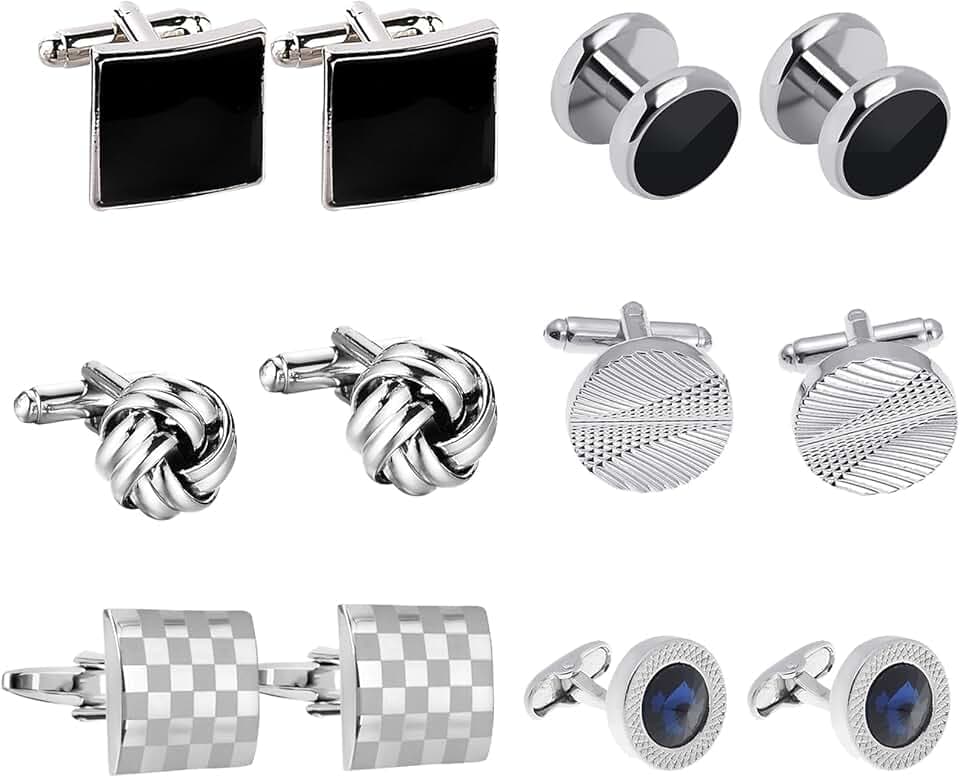 DKDDSSS 6 Paia Gemelli da Uomo, Gemelli Camicia Uomo, Camicia Gemelli Set, Circle Gemelli Classico, per Affari Festa di Nozze