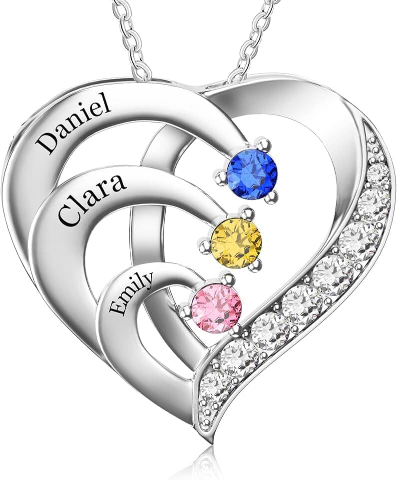 Easycosy Festa della Mamma Collana Personalizzata con Nome Inciso, Ciondolo Mamma a Cuore Personalizzato, Collana da Donna in Argento 925, Idee Regalo per Donna, Amica, Lei, Bambina