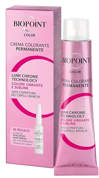 Biopoint Color - Crema Colorante Permanente con Fiala Hyaluplex Serum, Tinta per Capelli con Acido Ialuronico, Nutre, Idrata e Dona un Colore Brillante e Intenso, 60 ml