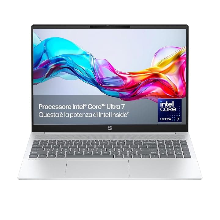 HP Laptop 15-fd1003sl, PC Portatile 15", Display FHD, Notebook, (Intel Core Ultra 7 155H, RAM 16GB, SSD 1TB, Windows 11), Computer Portatile, Uso quotidiano, Tastiera Italiana, QWERTY, Argento