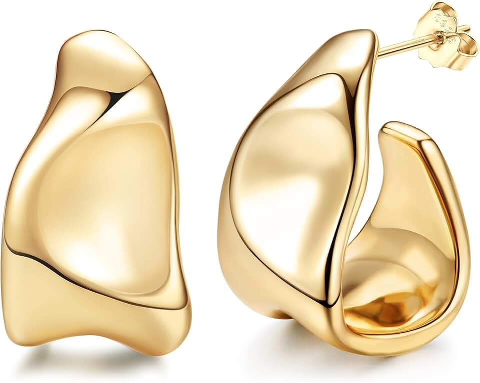 ADRAMATA Orecchini Donna Oro Orecchini Argento 925 Orecchini Cerchio Placcati in Oro 14K Orecchini Goccia Anallergici Orecchini Cerchio Grosso Orecchini Cerchio Oro Argento