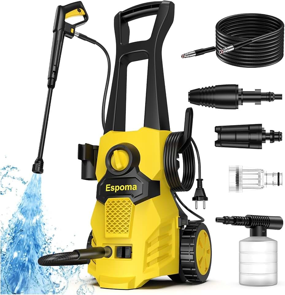 Idropulitrice professionale 120 Bar - Idropulitrice 1400W Max, idropulitrice ad alta pressione Portata 380 L/h, funzione Autoadescante, 7m Tubo Alta Pressione, per Pulizia Auto e Terrazzo