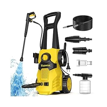 Idropulitrice professionale 120 Bar - Idropulitrice 1400W Max, idropulitrice ad alta pressione Portata 380 L/h, funzione Autoadescante, 7m Tubo Alta Pressione, per Pulizia Auto e Terrazzo