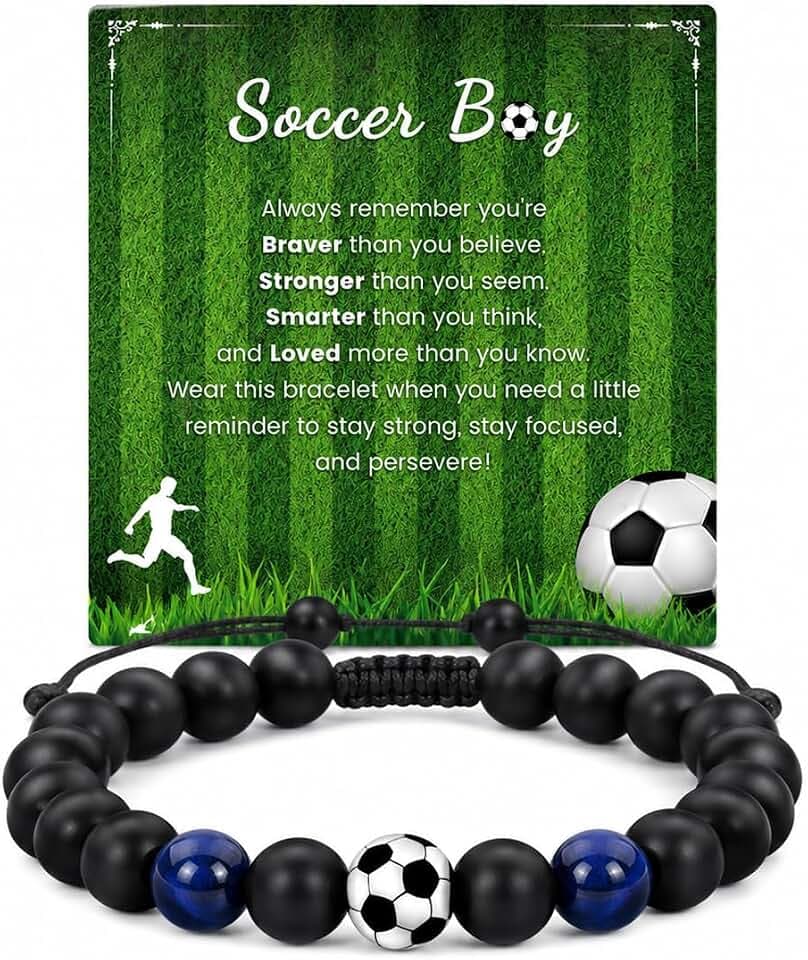 Braccialetto Calcio Ragazzo 1 Pezzo | Regalo Compleanno, Comunione, Pasqua per Figlio, Nipote, Fratello & Fan di Calcio 8-12 Anni