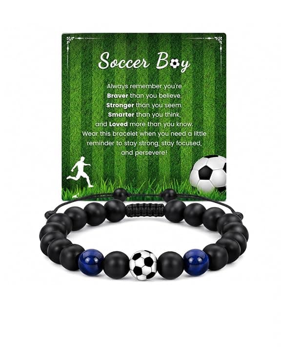 Braccialetto Calcio Ragazzo 1 Pezzo | Regalo Compleanno, Comunione, Pasqua per Figlio, Nipote, Fratello & Fan di Calcio 8-12 Anni