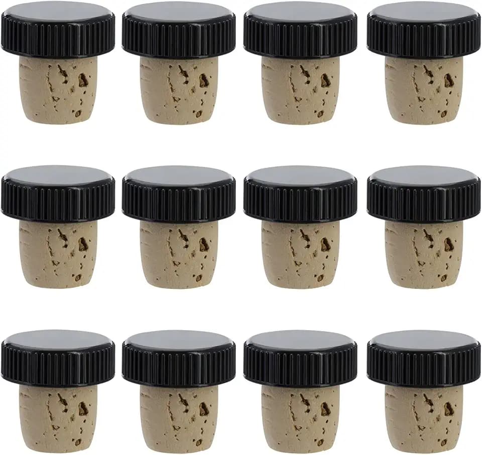 Westmark 12 tappi per bottiglie di vino, liquori, olio o aceto, sughero naturale/plastica, marrone chiaro/nero, 482020E4
