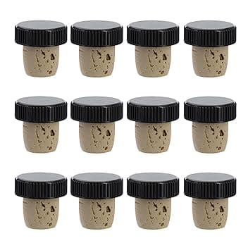 Westmark 12 tappi per bottiglie di vino, liquori, olio o aceto, sughero naturale/plastica, marrone chiaro/nero, 482020E4