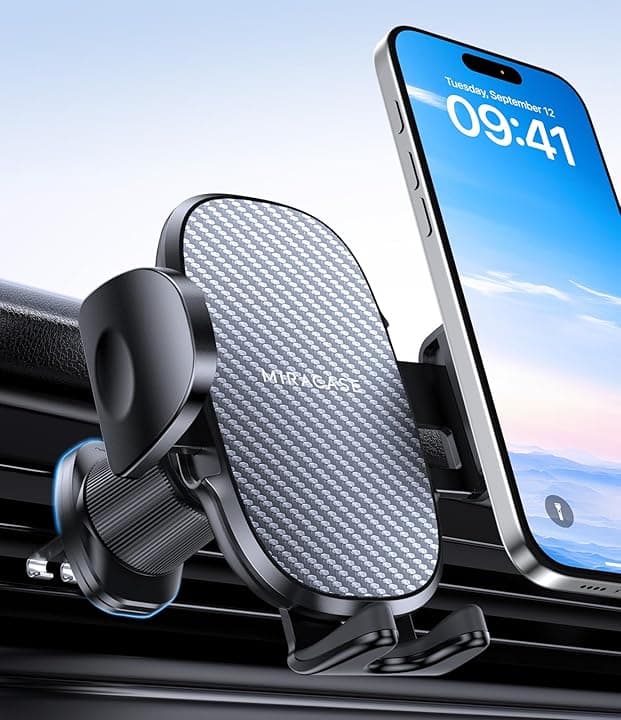 Miracase Porta Cellulare Auto [Gancio Doppio In Metallo] 360° Regolabile Supporto Telefono Auto per Presa D'aria Compatibile con i tutti Smartphones Global Recycled Standard
