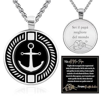 FANCIBAND Regalo San Valentino per Lui, Argento Collana Uomo Acciaio con Ancora Bussola, Regalo Uomo San Valentino Compleanno Anniversario per Lui Marito Fidanzato