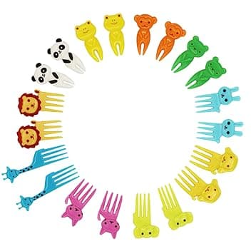Mini forchette da frutta a forma di cartone animato, stuzzicadenti per bambini, per torte e dolci, mini spiedini, stuzzicadenti, adulti, dessert, frutta, pasticcini, feste per bambini (20 pezzi)