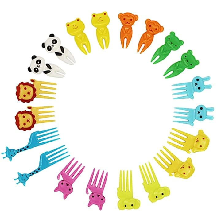 Mini forchette da frutta a forma di cartone animato, stuzzicadenti per bambini, per torte e dolci, mini spiedini, stuzzicadenti, adulti, dessert, frutta, pasticcini, feste per bambini (20 pezzi)