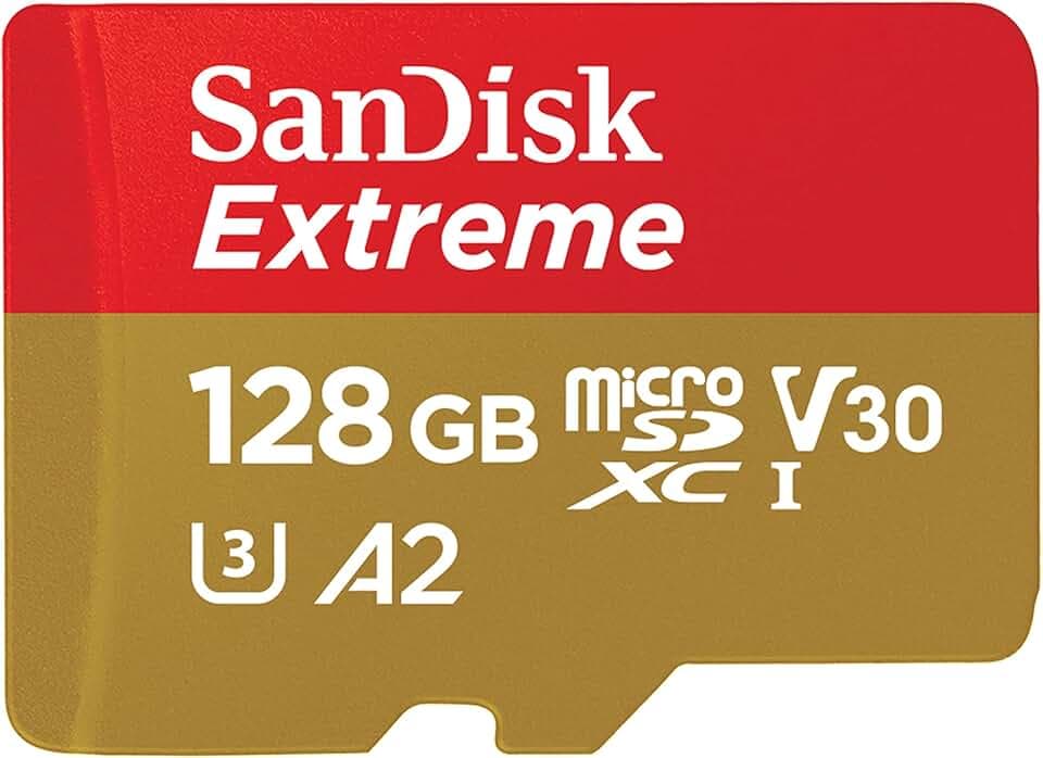 SanDisk Extreme 128GB scheda microSDXC + RescuePro Deluxe, Micro SD fino a 190 MB/s, + adattatore SD, con prestazioni app A2, UHS-I, Class 10, U3, V30