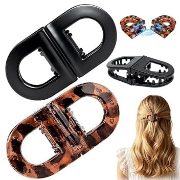 2 Mollette Magnetiche per Capelli, Leopardo e Nero, Presa Forte senza Strappi, 2 in 1 per Tutti i Tipi di Capelli, Design Senza Cuciture, per Donna e Bambina