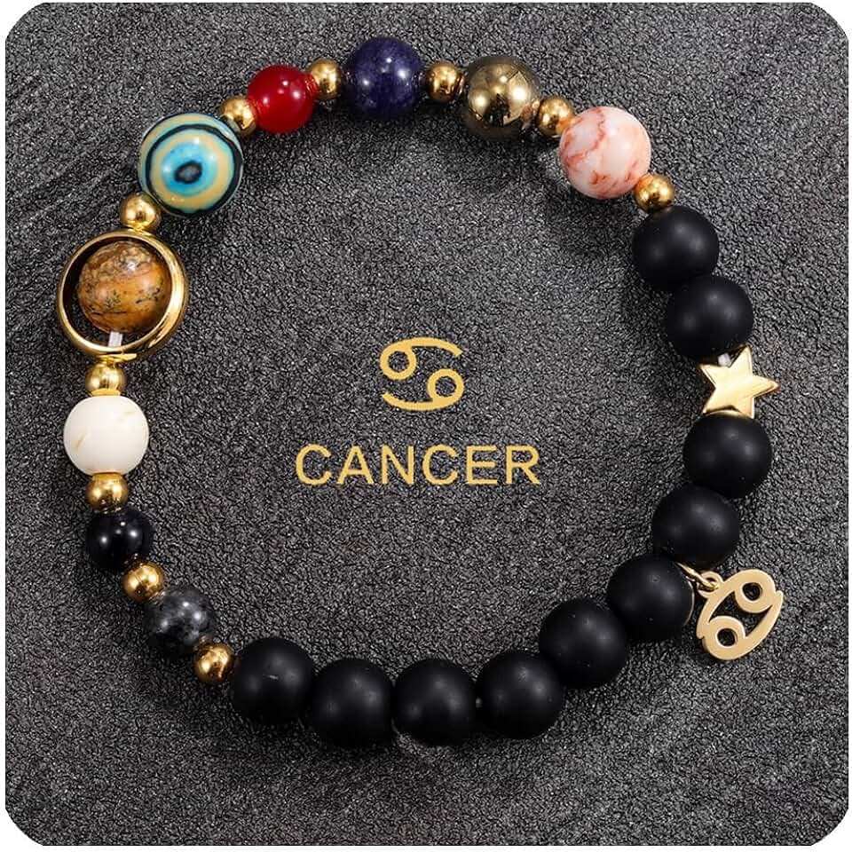 Generic Braccialetti zodiacali per le donne 12 costellazioni cristallo perline braccialetto compleanno zodiaco gioielli regali