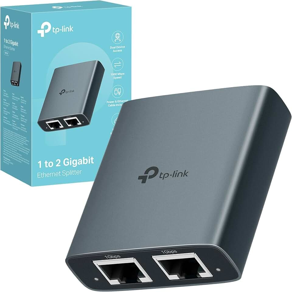 TP-Link EH210 Sdoppiatore Ethernet Gigabit, Velocità Gigabit 1000 Mbps da 1 a 2, Compatibile con Cavi Ethernet di Cat 8/7/6/5e/5, Involucro in Leghe di Alluminio, Plug&Play