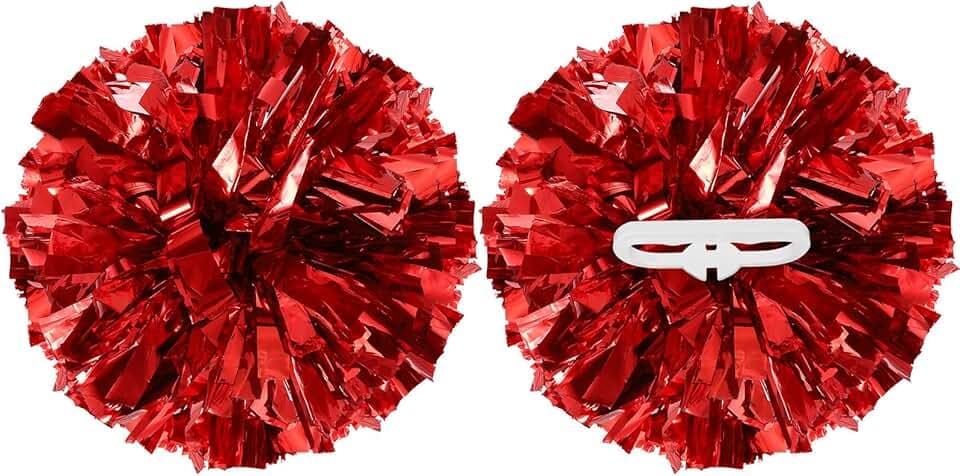 Pompon da cheerleader metallizzati, con anelli per manico, adatti per lo spirito di squadra, sport, danza, tifo
