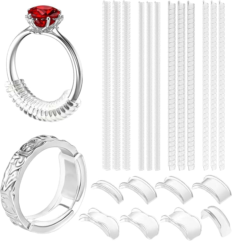 XULIERUX 20 Pezzi Invisibile Riduttore di Misura Anello in Silicone, Riduce Misura Anello, Adatto a Diverse Misure e Larghezze di Anelli, Unisex