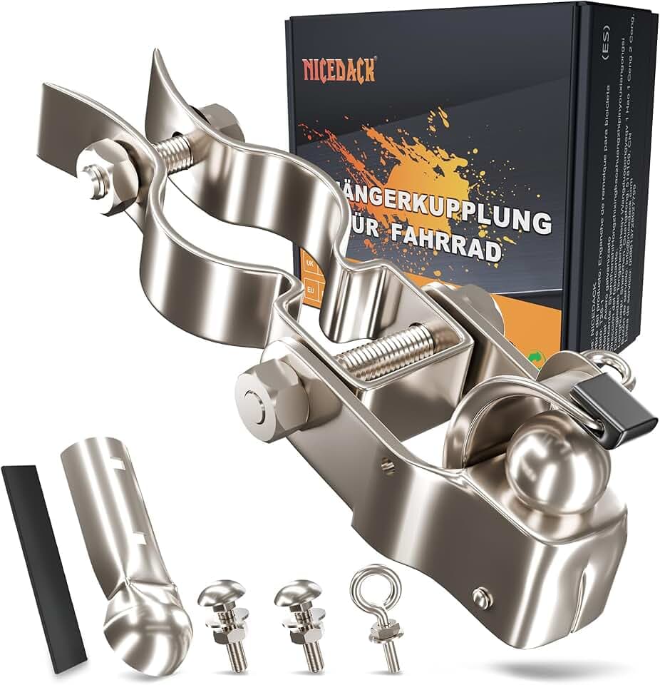 NICEDACK Gancio per Rimorchio Bici, Gancio di Traino per Rimorchio Bici, Attacco Rimorchio Bicicletta, Gancio Carrello Bici, Sistema di Traino Bici Compatible con I Comuni Reggisella per Riciclette
