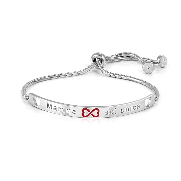 Nomination Bracciale Donna - Collezione Messaggiamo, Acciaio e Zirconi, Lunghezza Regolabile 14-20 cm, Chiusura Scorrevole, Idea Regalo
