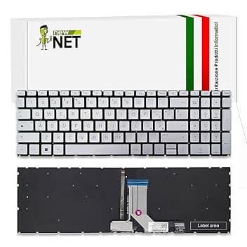 new net - Tastiera Compatibile con HP Pavilion 15-eh0000nl, 15-eh0000sl, 15-eh0003nl, 15-eh0005nl, 15-eh0007nl, 15-eh0008nl [Senza Frame - Colore Tasti Argento - Retroilluminata - Layout ITA]