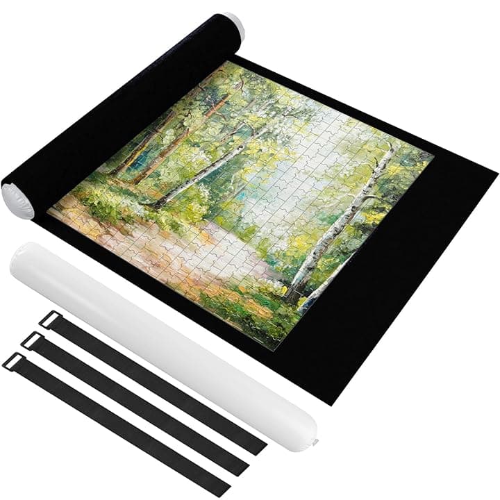 Ainiv Tappeto Puzzle 1500 Pz, Portatile Tappetino Feltro Antiscivolo Arrotolabile, Roll Mat Con Pompa Gonfiabile, Nero