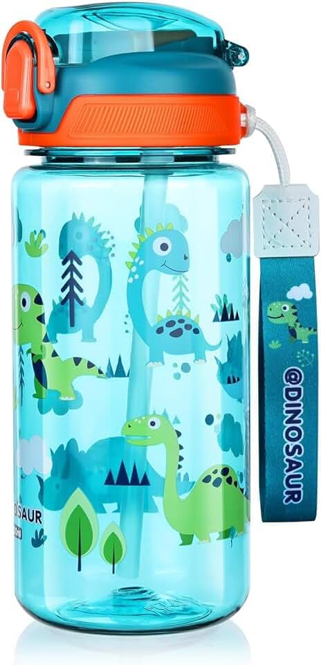 flintronic Borraccia, 600ML Borraccia per Ragazzi e Ragazze Senza BPA, Bottiglia Acqua con Cannuccia, Bottiglia d'Acqua a Prova di Perdita, Regalo per Studenti