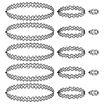 soodyoow Collana per Tatuaggi, 5 Set di Collana Elastica Tatuata Set,Set Collana Girocollo Elastica, (Anelli, Braccialetti, Collane) Collana Vintage alla Moda per Ragazze Donne