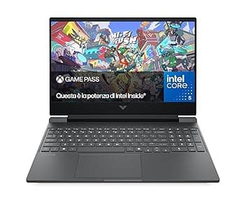 HP Victus 15-fa2003sl Notebook, Intel Core 5-210H, 16GB RAM, 512GB SSD, Display 15.6'' FHD IPS 144Hz, Wi-Fi, Nvidia RTX 5050 8GB, Windows 11, 3 mesi di Game Pass Inclusi, Grigio