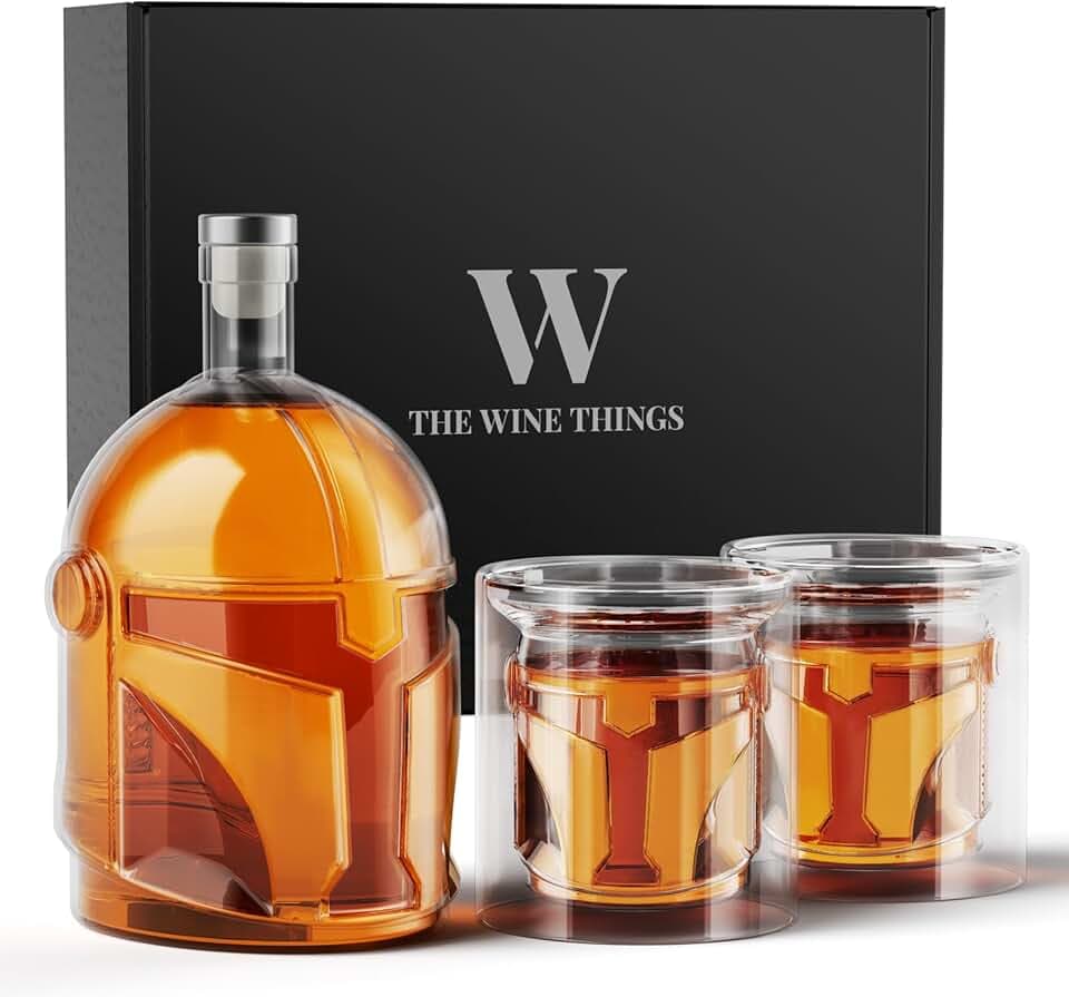 Set di decanter per whisky con 2 bicchieri per uomo e papà, regalo unico per marito, fidanzato, fratello, idee regalo per Natale, anniversario, compleanno, accessori per bere per casa