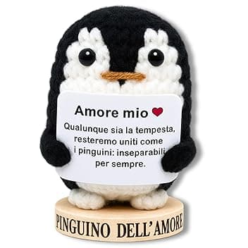 Pinguino Peluche dell’Amore – Regalo Romantico per Fidanzato o Fidanzata, Idea Regalo Anniversario, Mesiversario o Matrimonio – Regalo di Coppia San Valentino “Amore Mio” (Pinguino dell’Amore)
