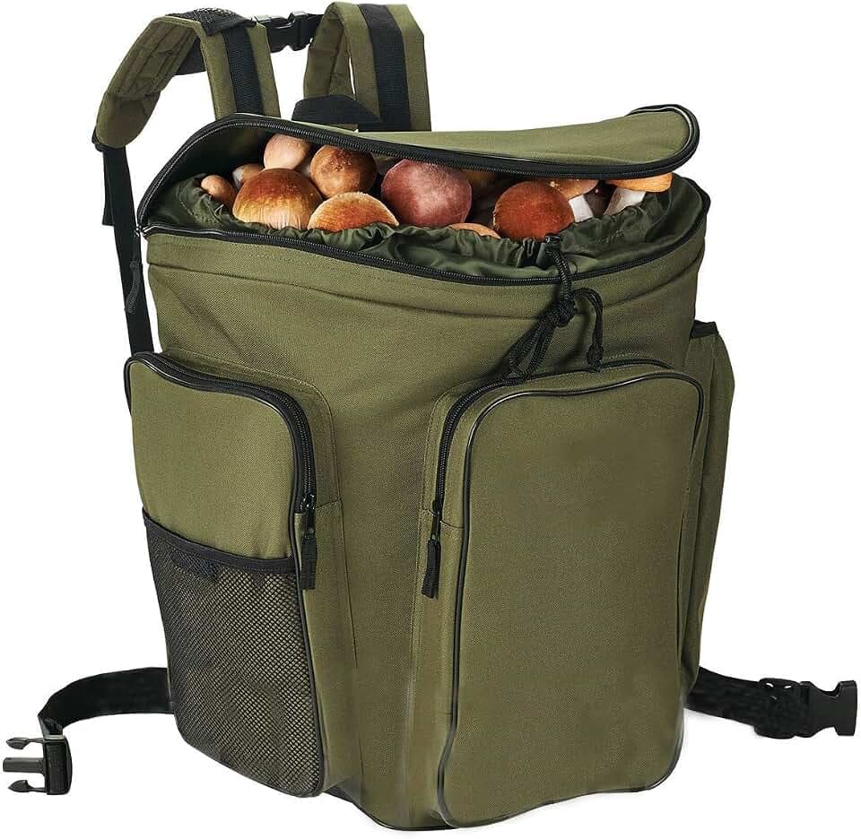Cesto zaino in vimini porta funghi verde gerla cesta montagna raccolta funghi cm. 41x28,5 x38,5h