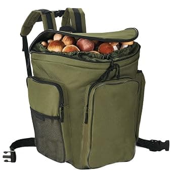 Cesto zaino in vimini porta funghi verde gerla cesta montagna raccolta funghi cm. 41x28,5 x38,5h