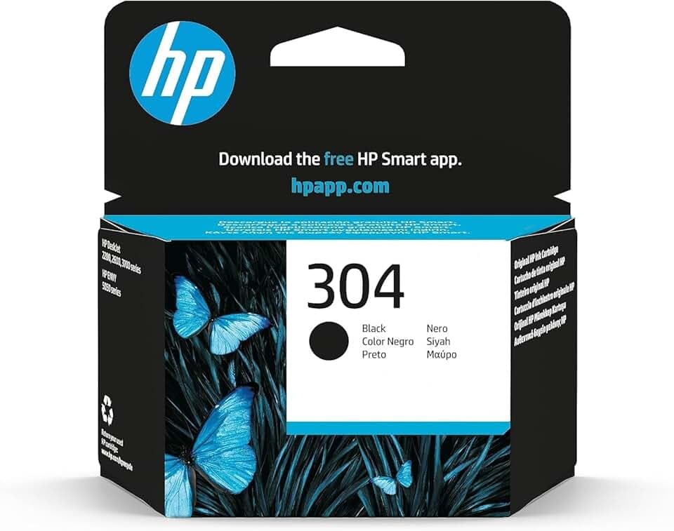 HP 304 Nero, N9K06AE, Cartuccia Originale da 120 Pagine, Compatibile con Stampanti DeskJet 2620, 2630, 3720, 3730, 3750, 3760, Envy 5010, 5020, 5030 ECOLOGO