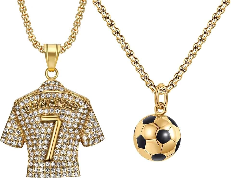 CANRNYACBZ 2 Pezzo Collana In Jersey Numero 7, Collana Pendente Jersey, Collana Di Diamante Numero 7 Bambini Ragazzi Catena Della Clavicola Hip Hop, Regalo Per Gli Amanti Del Giochi Di Palla