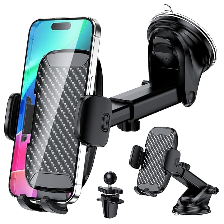 Vexloria Porta Cellulare Auto, Supporto Telefono Auto Universale, [Potente Ventosa] Porta Telefono Per Il Cruscotto & Presa d'Aria Automobile e Parabrezza Adatto a Tutti Smartphone da 4-7"