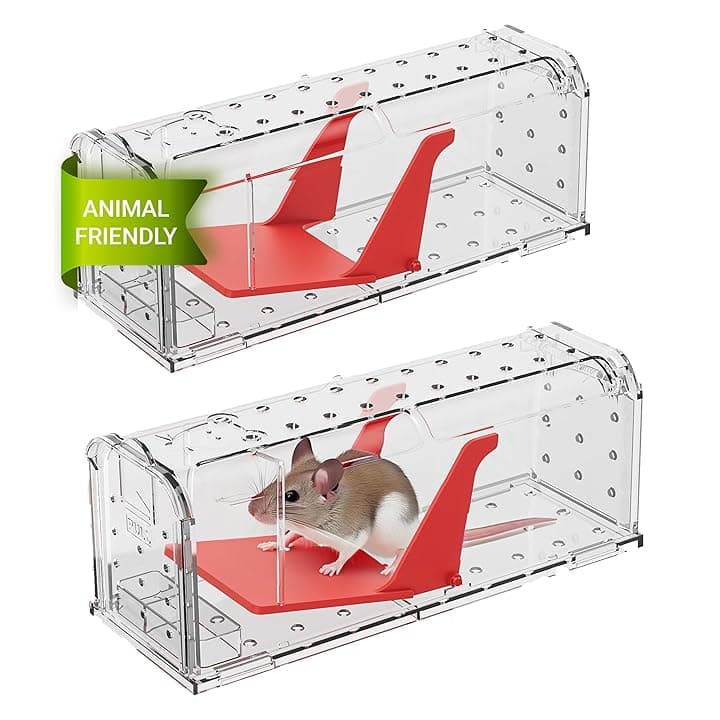 Roshield – 2 x Trappole umane per la cattura di topi (non adatte ai ratti), per uso interno ed esterno. Riutilizzabili, cattura rapida e altamente sensibile