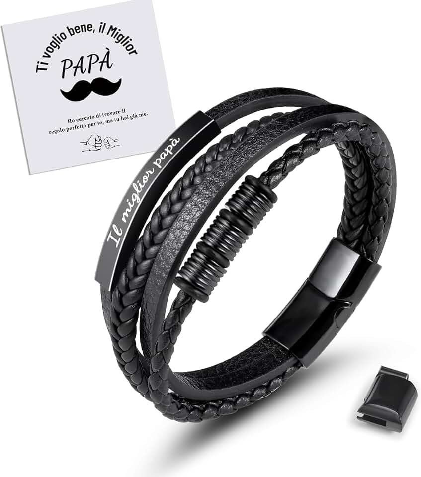 MANVEN Regalo Papà Bracciale Papà Regalo Per La Festa Del Papà Bracciale Uomo Regali Compleanno Per Papà Natale